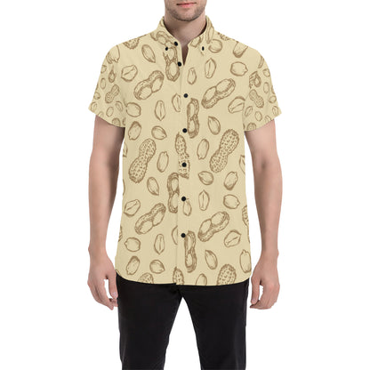 Peanut Pattern Print Design A02 Men's Short Sleeve Button Up Shirt