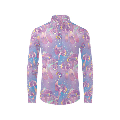 Psychedelic Mushroom Pattern Print Design A01 Men's Long Sleeve Shirt