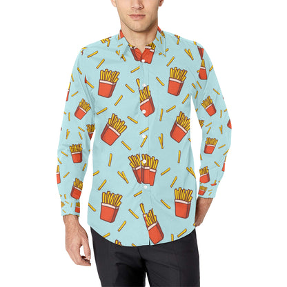 French Fried Pattern Print Design 02 Men's Long Sleeve Shirt