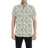 Daisy Yellow Print Pattern Men's Short Sleeve Button Up Shirt