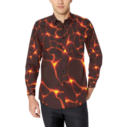 Lava Pattern Print Design 02 Men's Long Sleeve Shirt