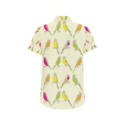Parakeet Pattern Print Design A01 Men's Short Sleeve Button Up Shirt