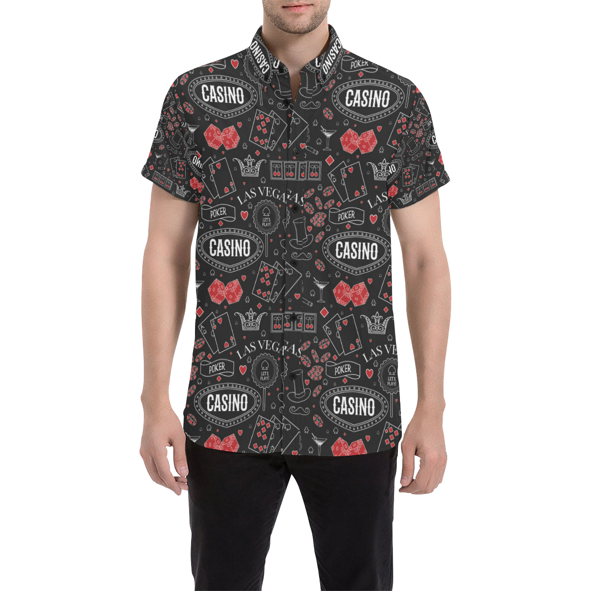 Casino Pattern Print Design 04 Men's Short Sleeve Button Up Shirt