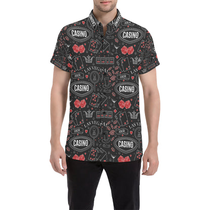 Casino Pattern Print Design 04 Men's Short Sleeve Button Up Shirt