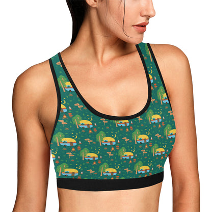 Camping Camper Pattern Print Design 06 Sports Bra