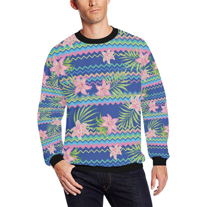 Lily Pattern Print Design LY015 Men Long Sleeve Sweatshirt