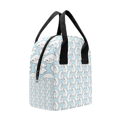 Polar Bear Pattern Print Design PB08 Insulated Lunch Bag