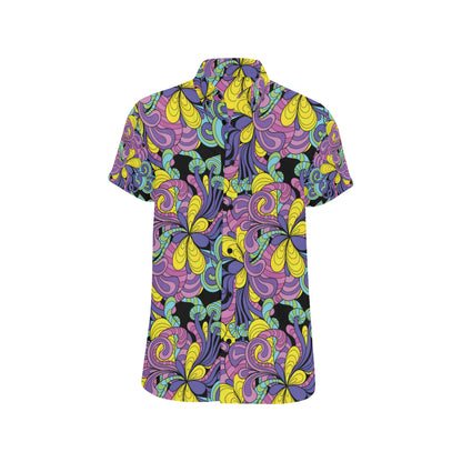 Psychedelic Pattern Print Design A04 Men's Short Sleeve Button Up Shirt