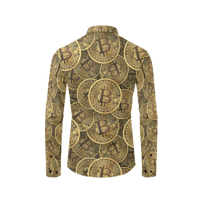 Bitcoin Pattern Print Design DO01 Men's Long Sleeve Shirt