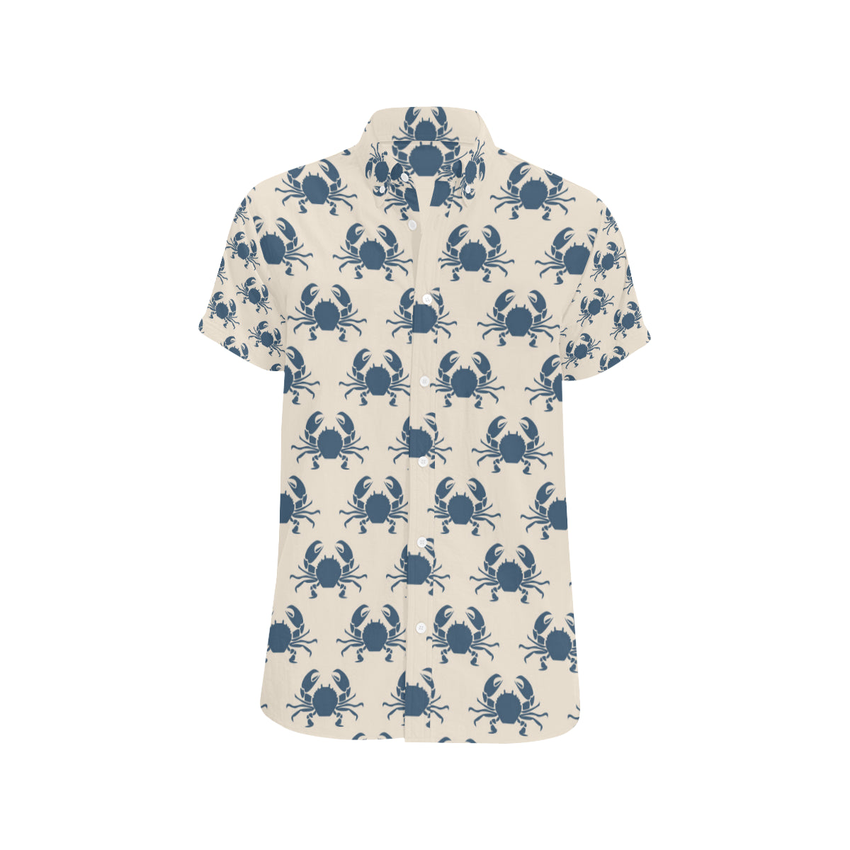 Crab Pattern Print Design 02 Men's Short Sleeve Button Up Shirt