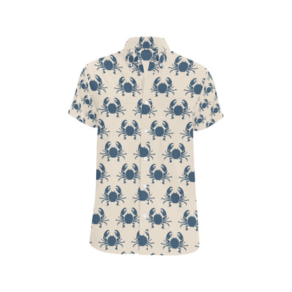 Crab Pattern Print Design 02 Men's Short Sleeve Button Up Shirt