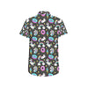 Donut Unicorn Pattern Print Design DN09 Men's Short Sleeve Button Up Shirt