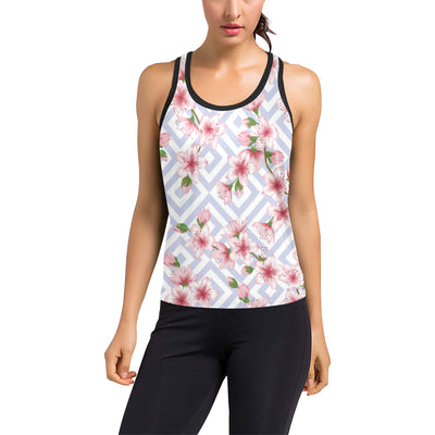 Cherry Blossom Pattern Print Design CB07 Women's Racerback Tank Top