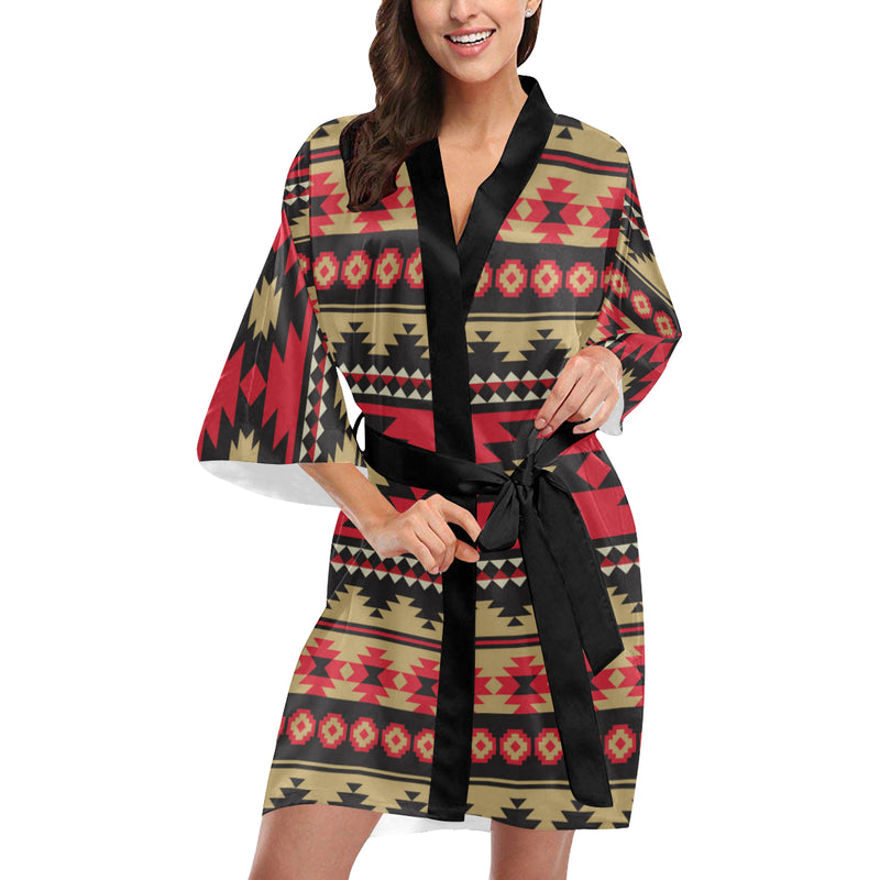 Navajo Pattern Print Design A04 Women's Short Kimono