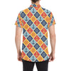 Nautical Pattern Design Themed Print Men's Short Sleeve Button Up Shirt