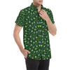 Peacock Feather Green Design Print Men's Short Sleeve Button Up Shirt