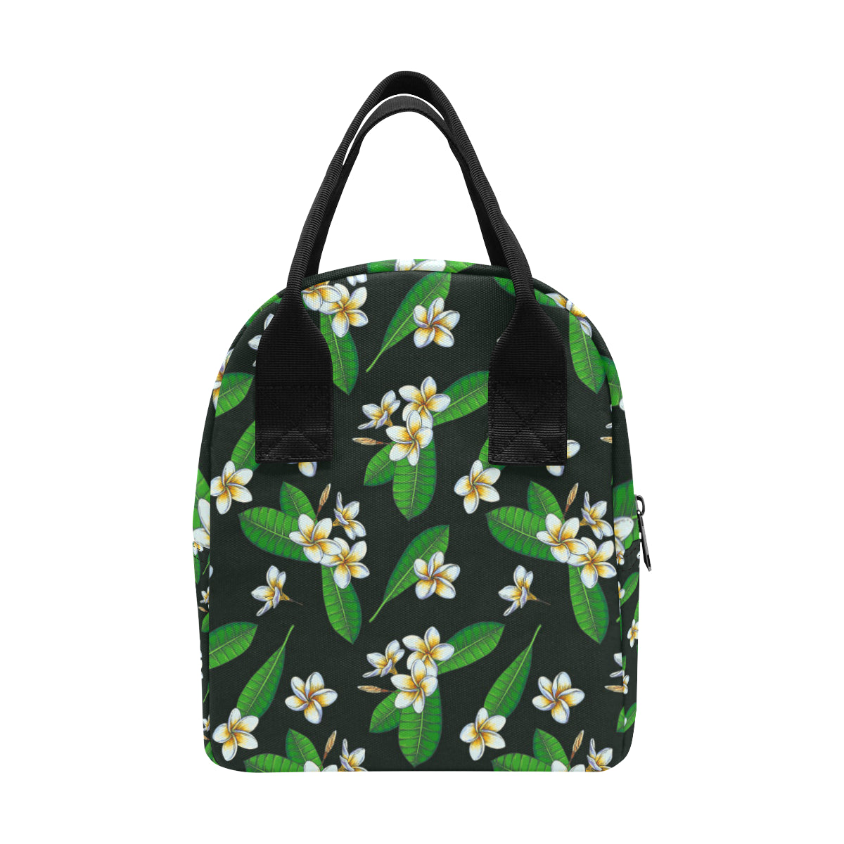 White Plumeria Pattern Print Design PM023 Insulated Lunch Bag