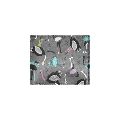 Ostrich Pattern Print Design 01 Men's ID Card Wallet