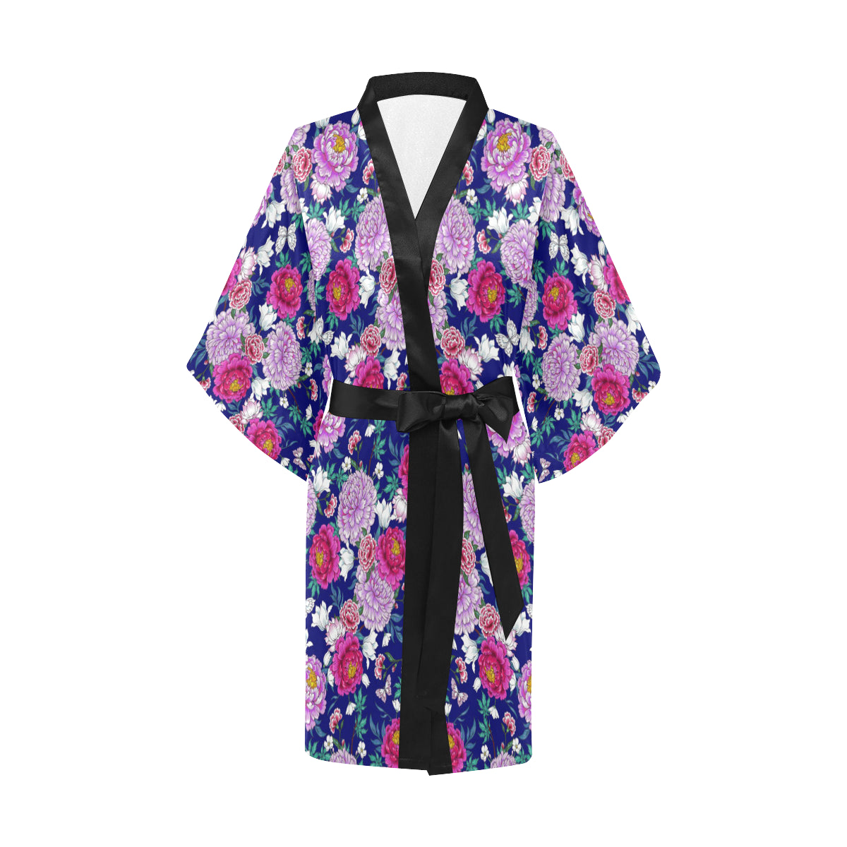 Dahlia Pattern Print Design DH013 Women's Short Kimono