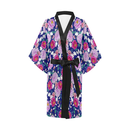 Dahlia Pattern Print Design DH013 Women's Short Kimono