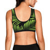 Green Neon Tropical Palm Leaves Sports Bra