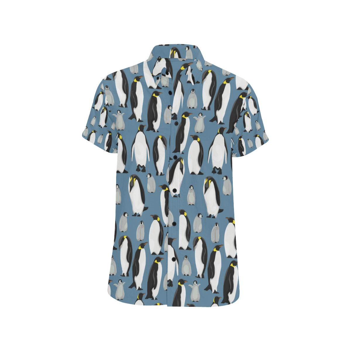 Penguin Pattern Print Design A03 Men's Short Sleeve Button Up Shirt