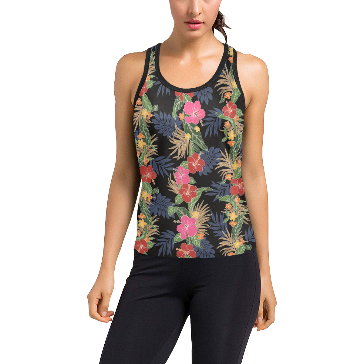 Hawaiian Themed Pattern Print Design H011 Women's Racerback Tank Top