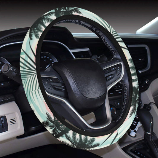 Palm Tree Pattern Print Design A03 Steering Wheel Cover with Elastic Edge