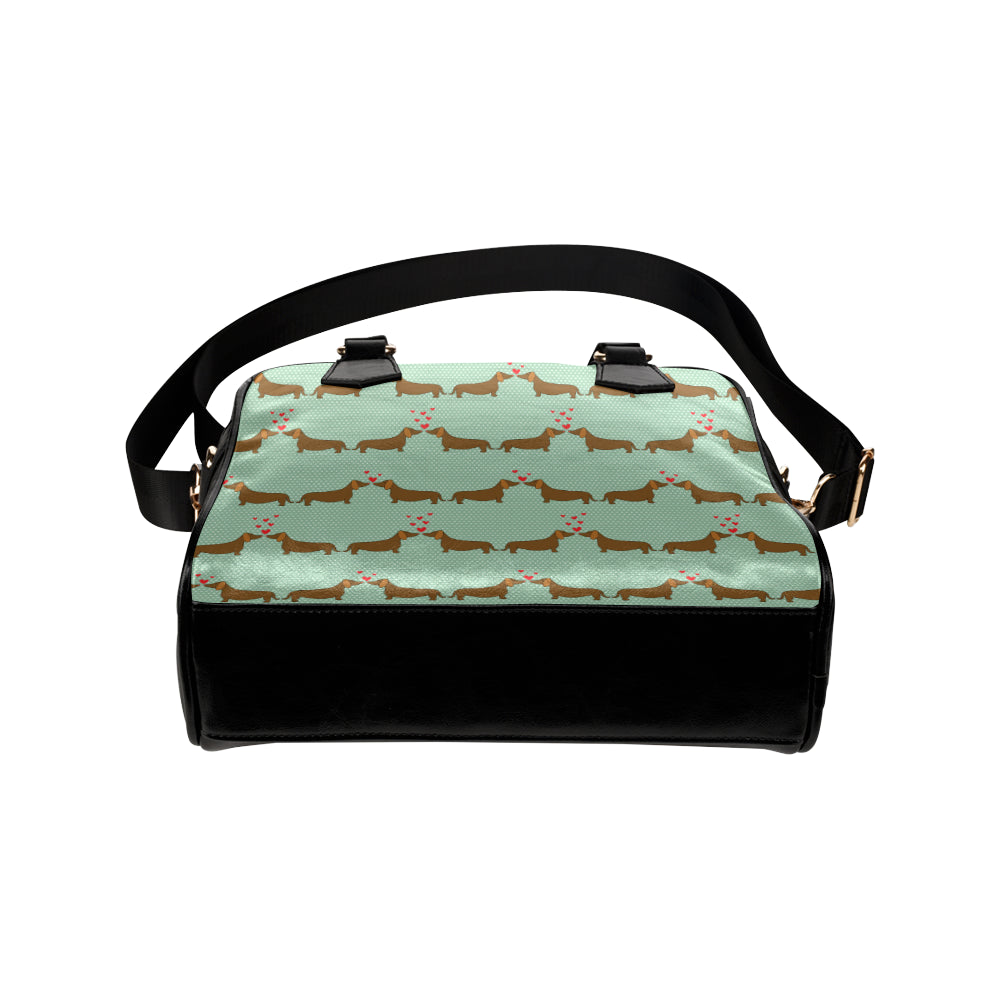Dachshund Pattern Print Design 02 Shoulder Handbag