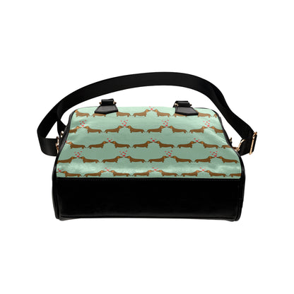 Dachshund Pattern Print Design 02 Shoulder Handbag