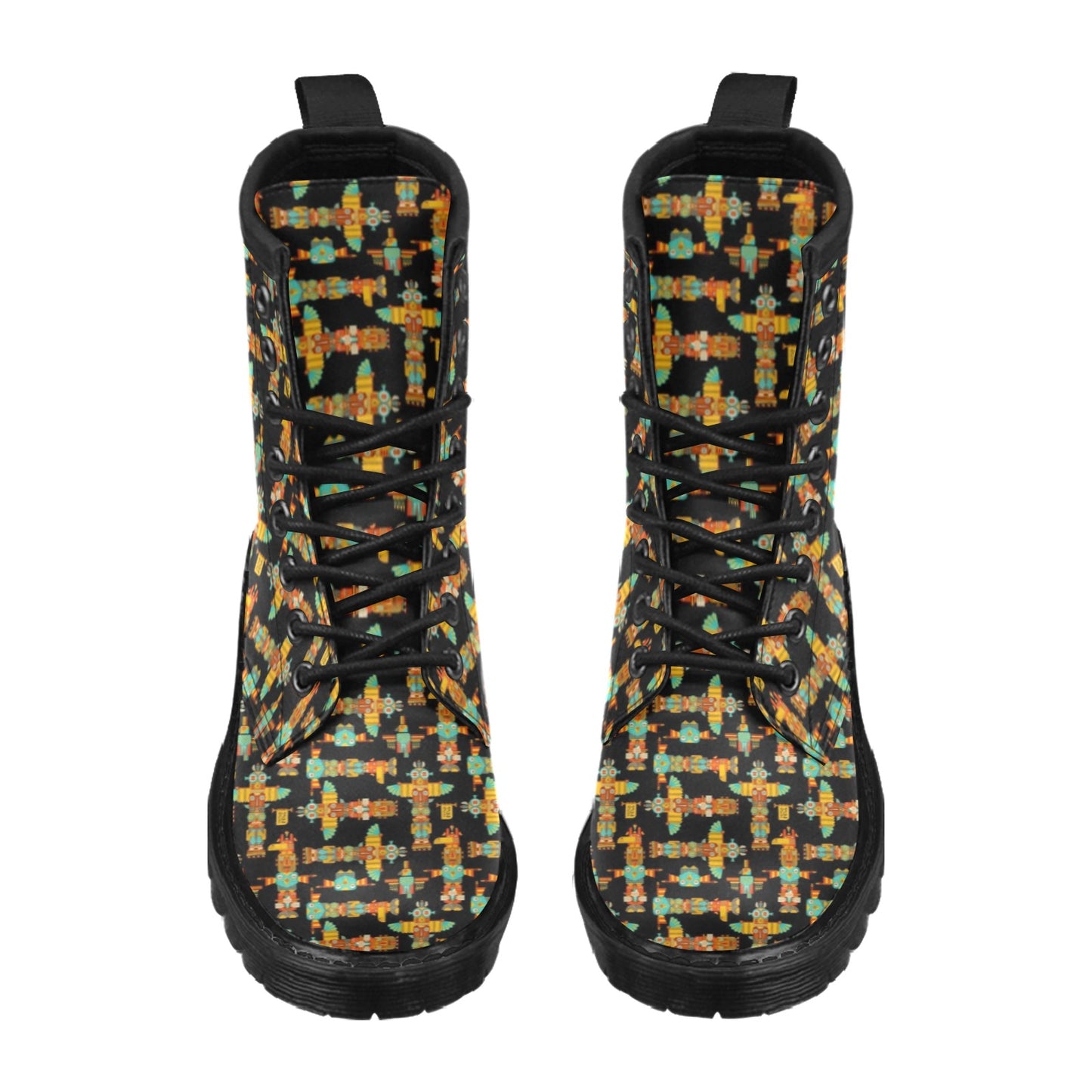 Totem Pole Cartoon Print Women's Boots