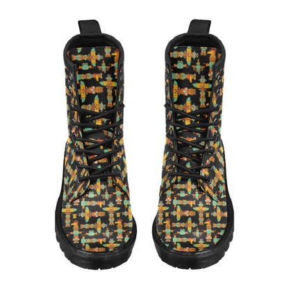 Totem Pole Cartoon Print Women's Boots