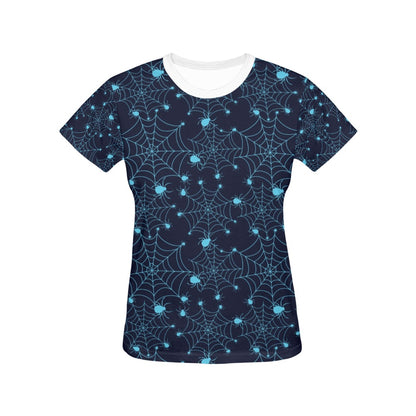 Spider Web Blue Print Design LKS304 Women's  T-shirt