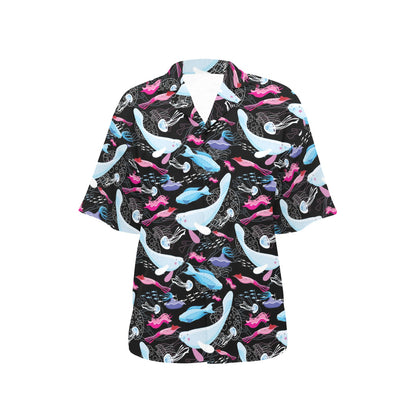 Manatee Pattern Print Design 02 Women's Hawaiian Shirt