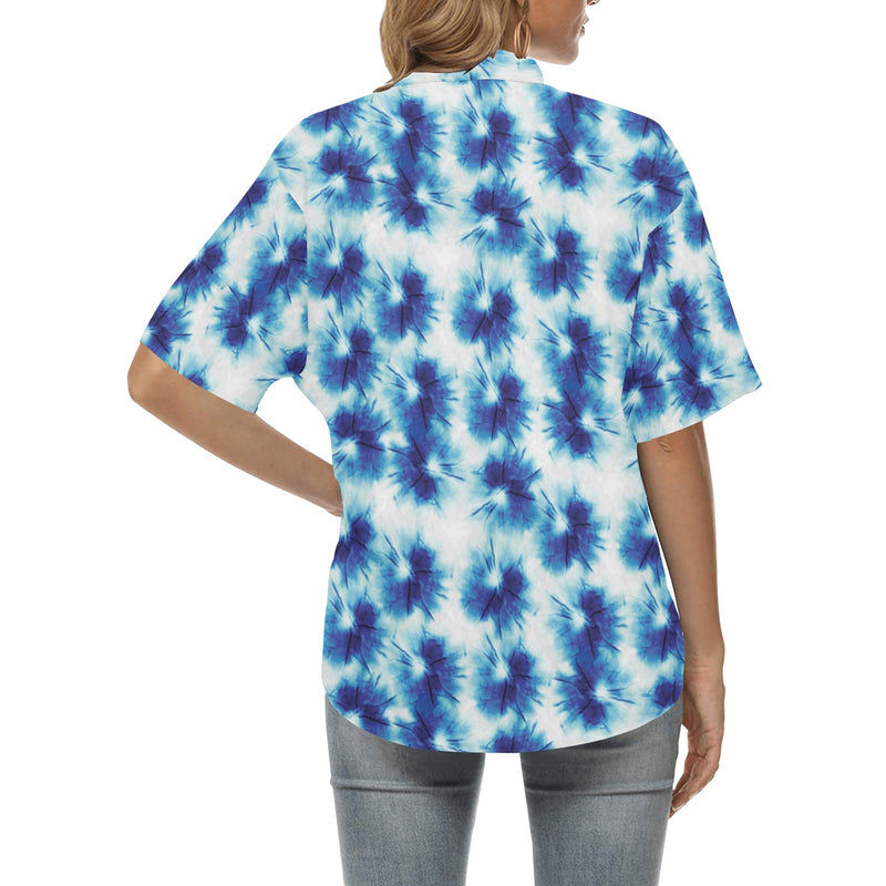 Tie Dye Blue Print Design LKS305 Women's Hawaiian Shirt