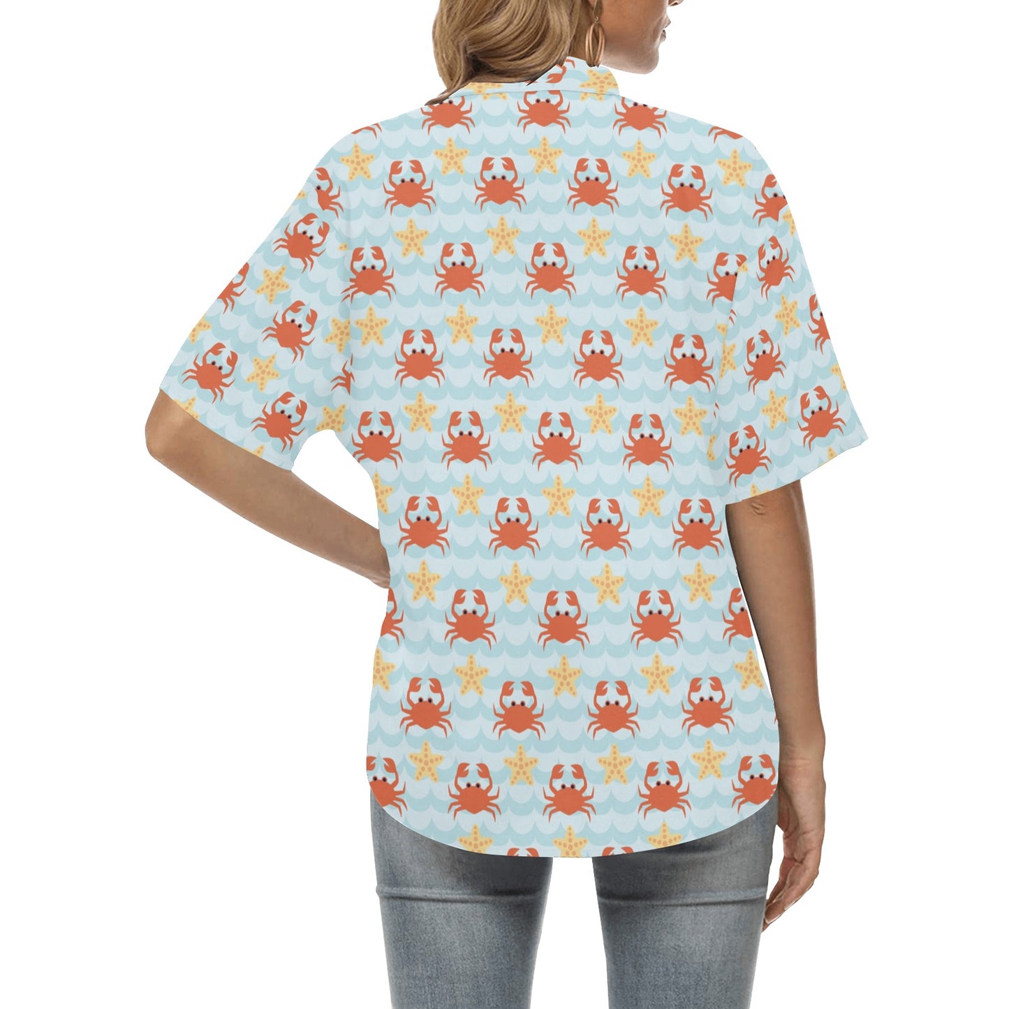 Crab Pattern Print Design 03 Women's Hawaiian Shirt