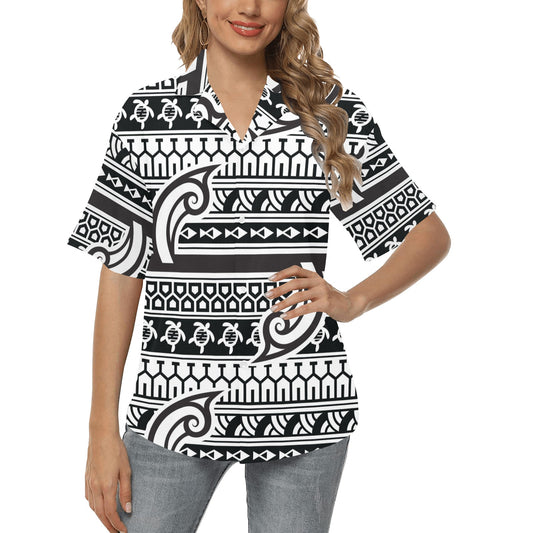 Samoan Style Print Design LKS305 Women's Hawaiian Shirt
