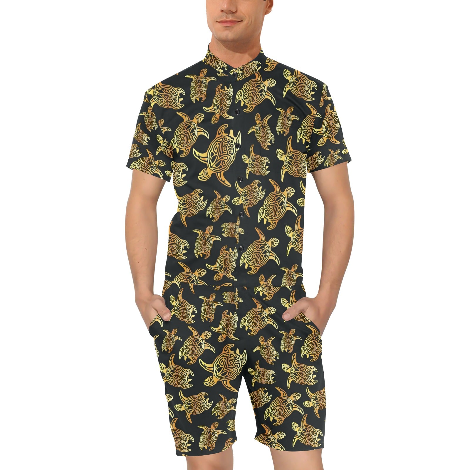 Gold Tribal Turtle Polynesian Themed Men's Romper