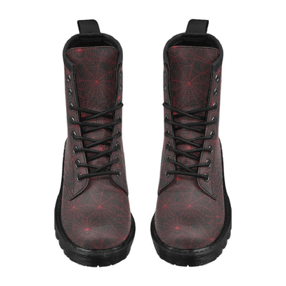 Spider Web Red Print Design LKS302 Women's Boots