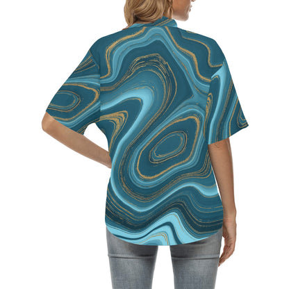 Liquid Pattern Print Design 04 Women's Hawaiian Shirt