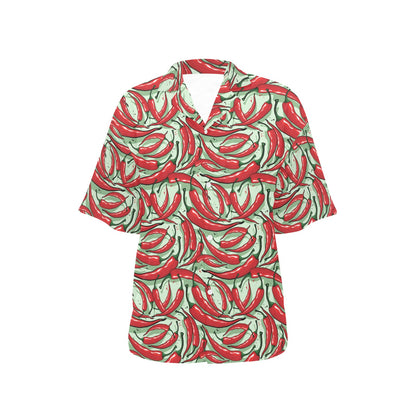 Chilli Pepper Pattern Print Design 04 Women's Hawaiian Shirt