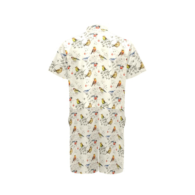 Bird Watercolor Design Pattern Men's Romper