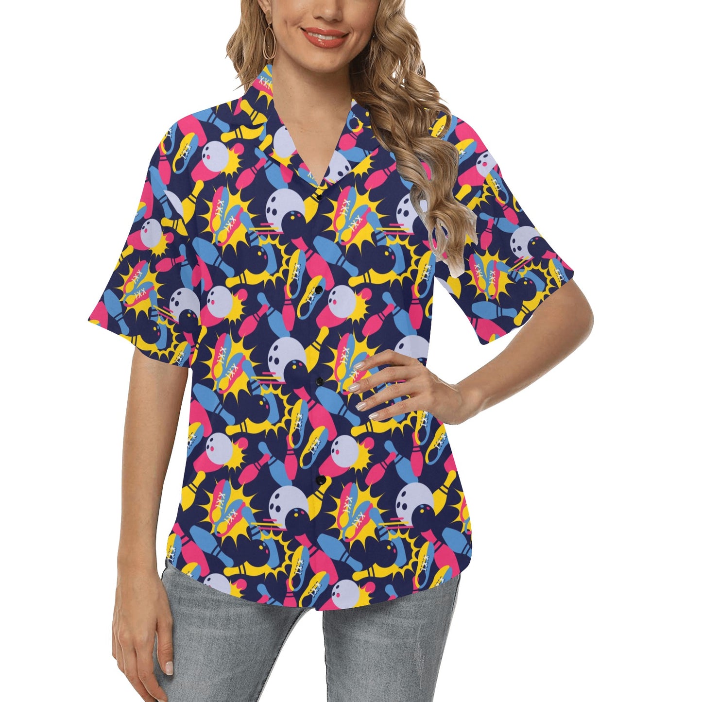 Bowling Pattern Print Design 02 Women's Hawaiian Shirt