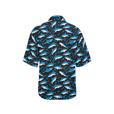 Shark Print Design LKS303 Women's Hawaiian Shirt