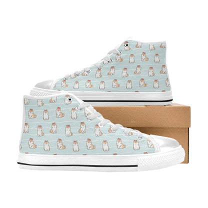 Shiba Inu Print Design LKS3011 High Top Women's White Shoes