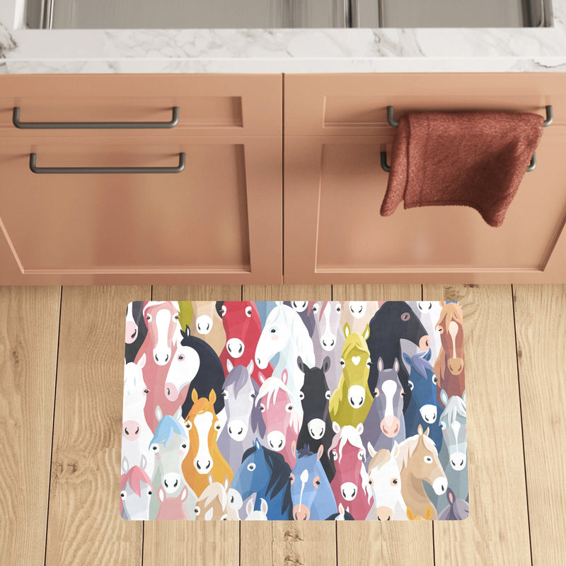 Colorful Horse Pattern Kitchen Mat