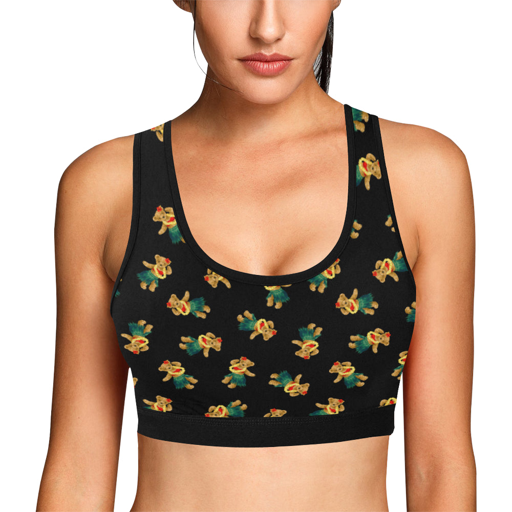Hula Bear Pattern Print Design 06 Sports Bra
