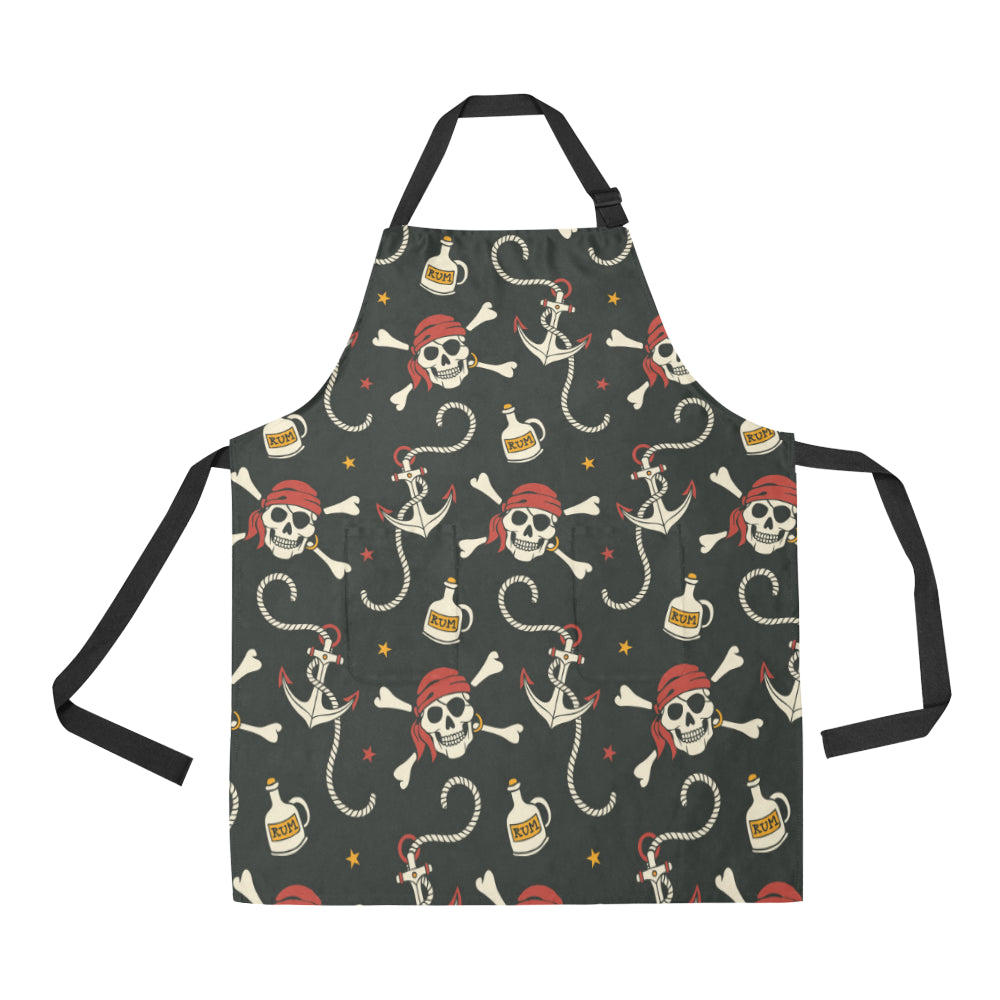 Pirate Pattern Print Design A02 Apron with Pocket