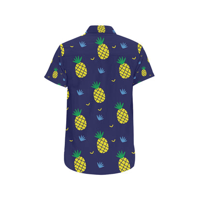 Pineapple Pattern Print Design A01 Men's Short Sleeve Button Up Shirt