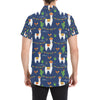 Llama Cactus Pattern Print Design 05 Men's Short Sleeve Button Up Shirt